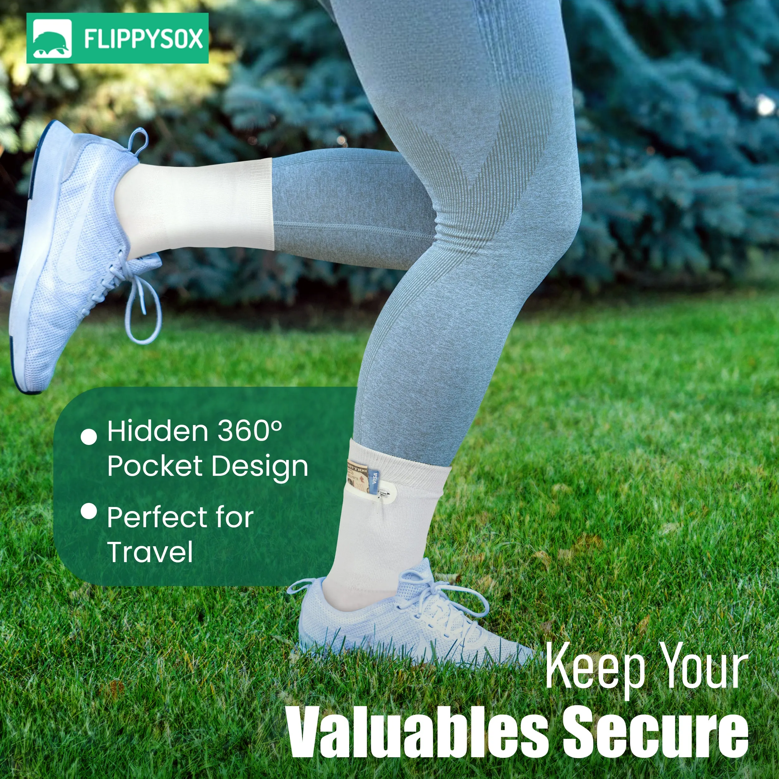 Zipper Sock Wallet - Running Woman Sock