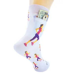 Zipper Sock Wallet - Running Woman Sock