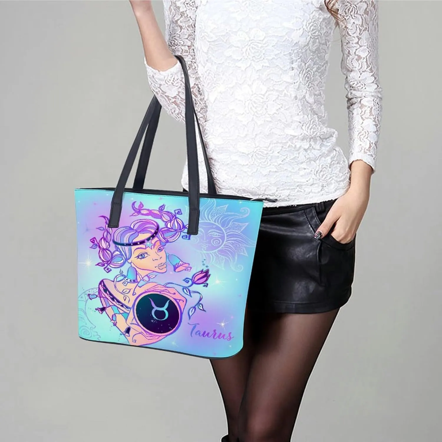 Zodiac Sign Virgo Hobo Handbags With Zipper Large Capacity Satchel Tote Bag Shoulder Bag