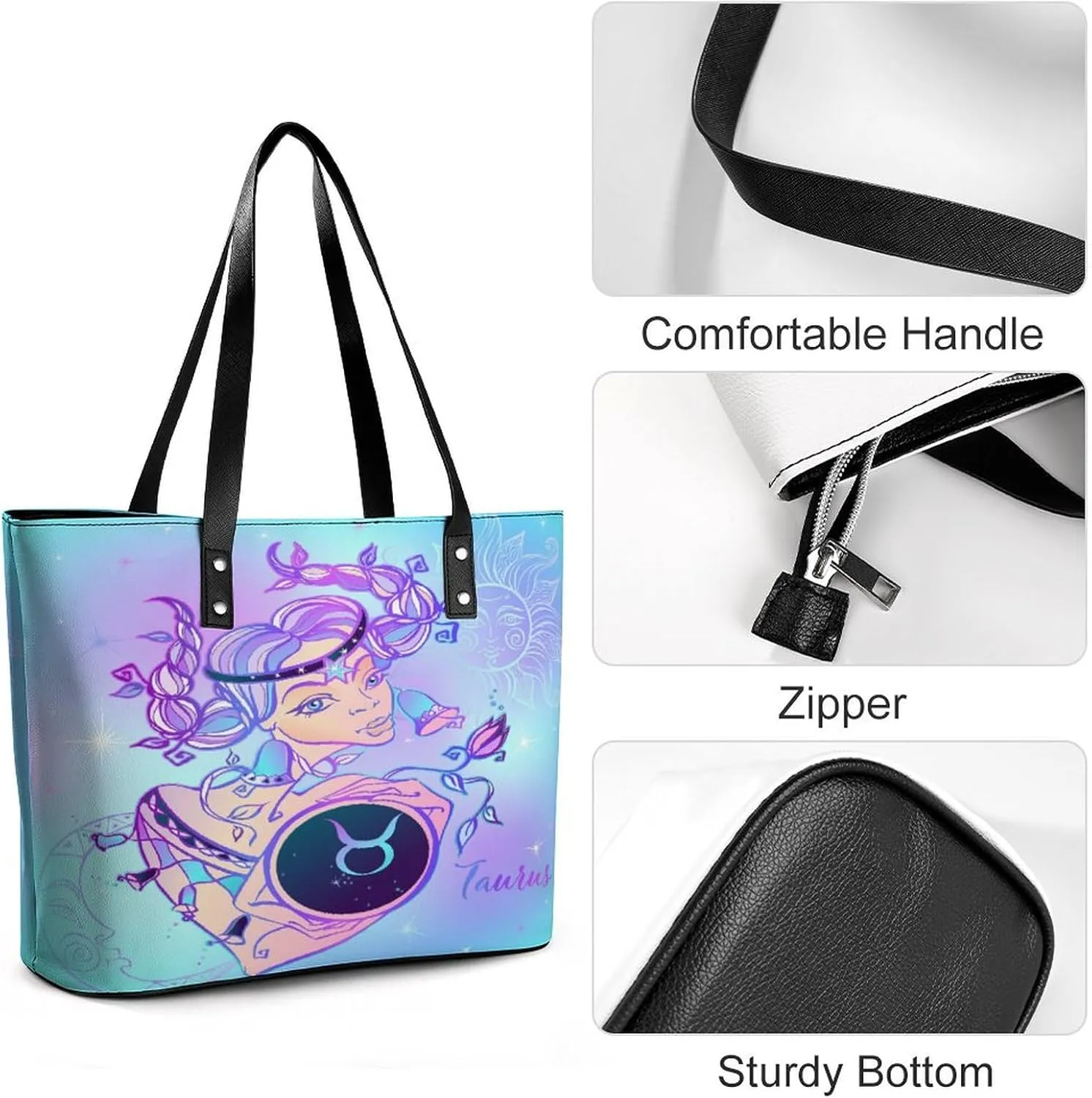 Zodiac Sign Virgo Hobo Handbags With Zipper Large Capacity Satchel Tote Bag Shoulder Bag