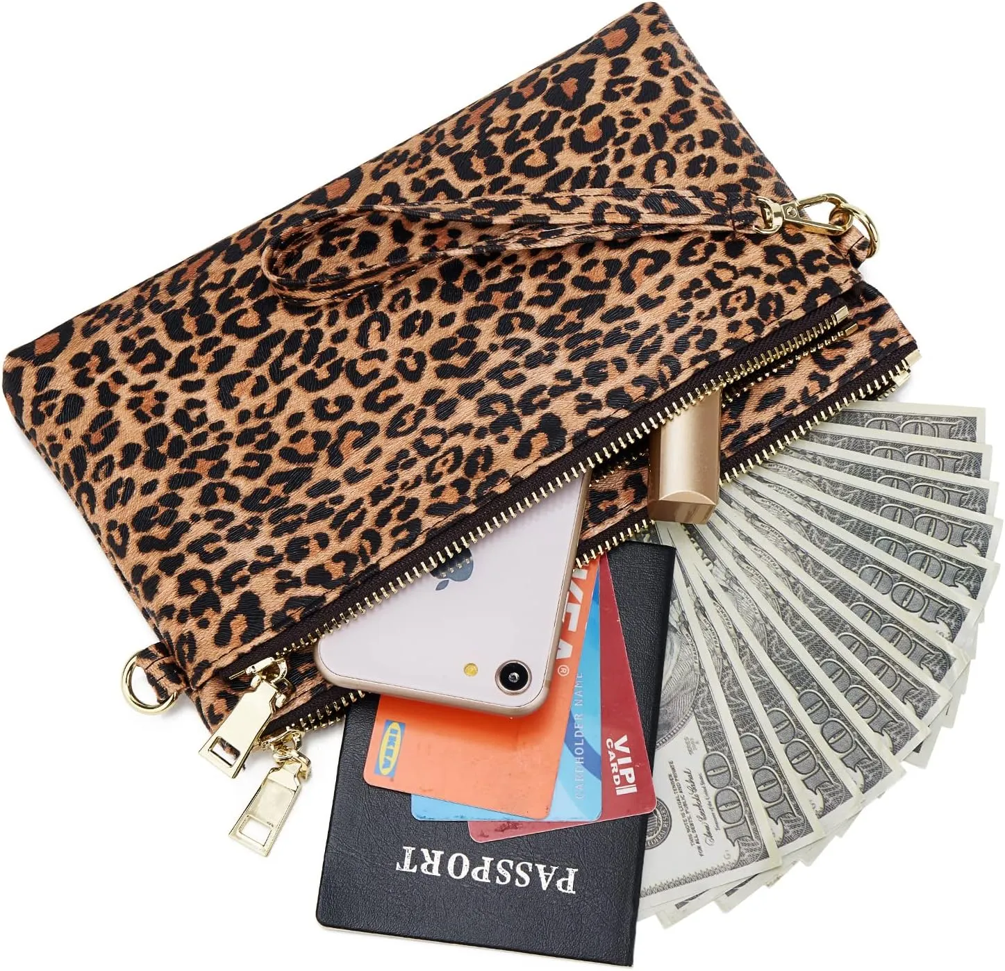 ZOOEASS Triple Zip Small Crossbody Bag Lightweight Purses Vegan Leather Wristlet Clutch, Includes Adjustable Shoulder