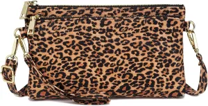 ZOOEASS Triple Zip Small Crossbody Bag Lightweight Purses Vegan Leather Wristlet Clutch, Includes Adjustable Shoulder