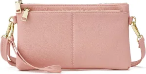 ZOOEASS Triple Zip Small Crossbody Bag Lightweight Purses Vegan Leather Wristlet Clutch, Includes Adjustable Shoulder