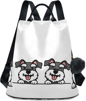 ZZKKO Cute Schnauzer Dog Backpack Purse for Women Rucksack Anti Theft Fashion Travel Lightweight Ladies Shoulder Bag