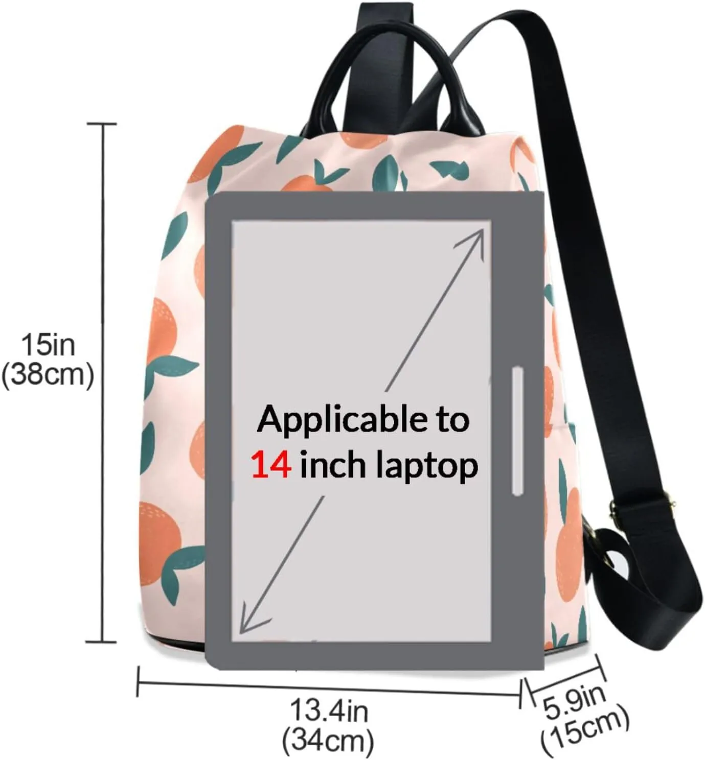 ZZKKO Peaches Backpack Purse for Women Rucksack Anti Theft Fashion Travel Lightweight Ladies Shoulder Bag