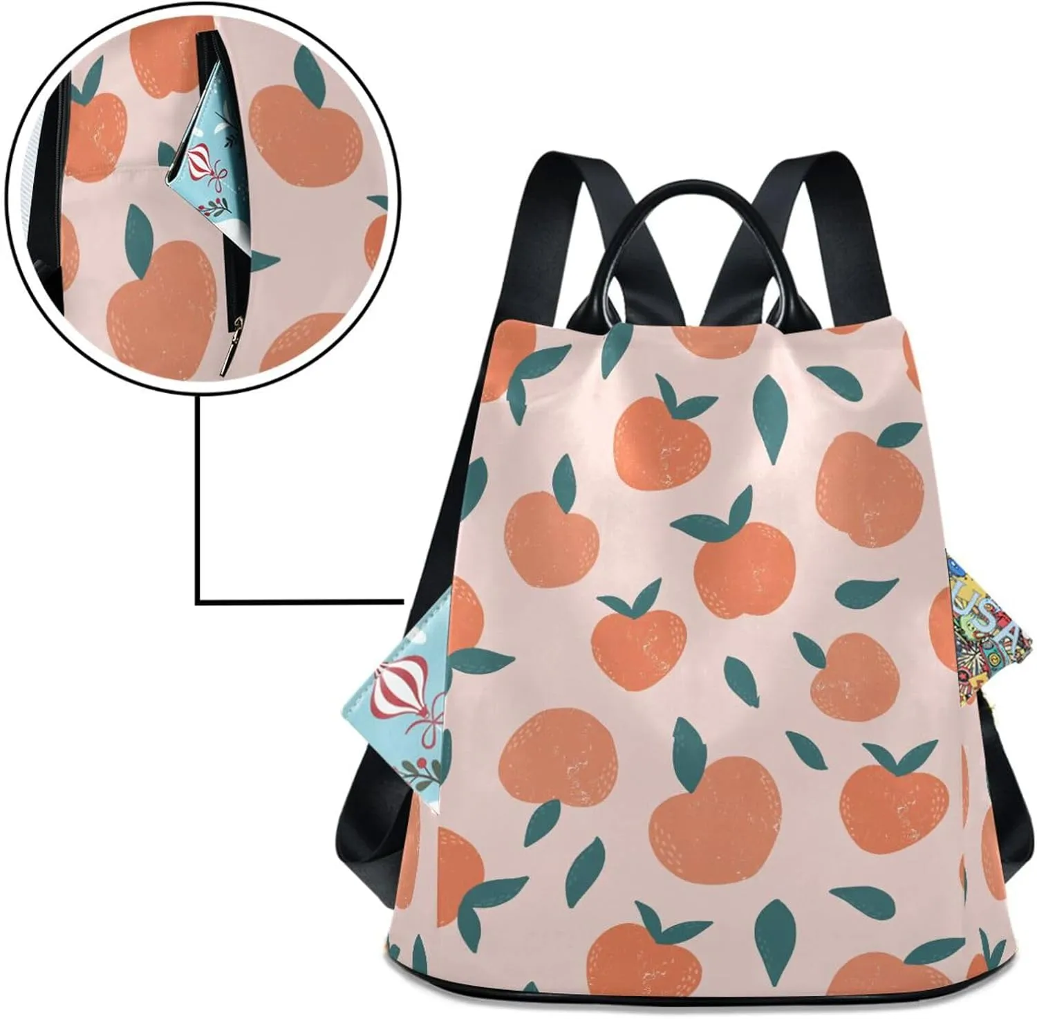 ZZKKO Peaches Backpack Purse for Women Rucksack Anti Theft Fashion Travel Lightweight Ladies Shoulder Bag