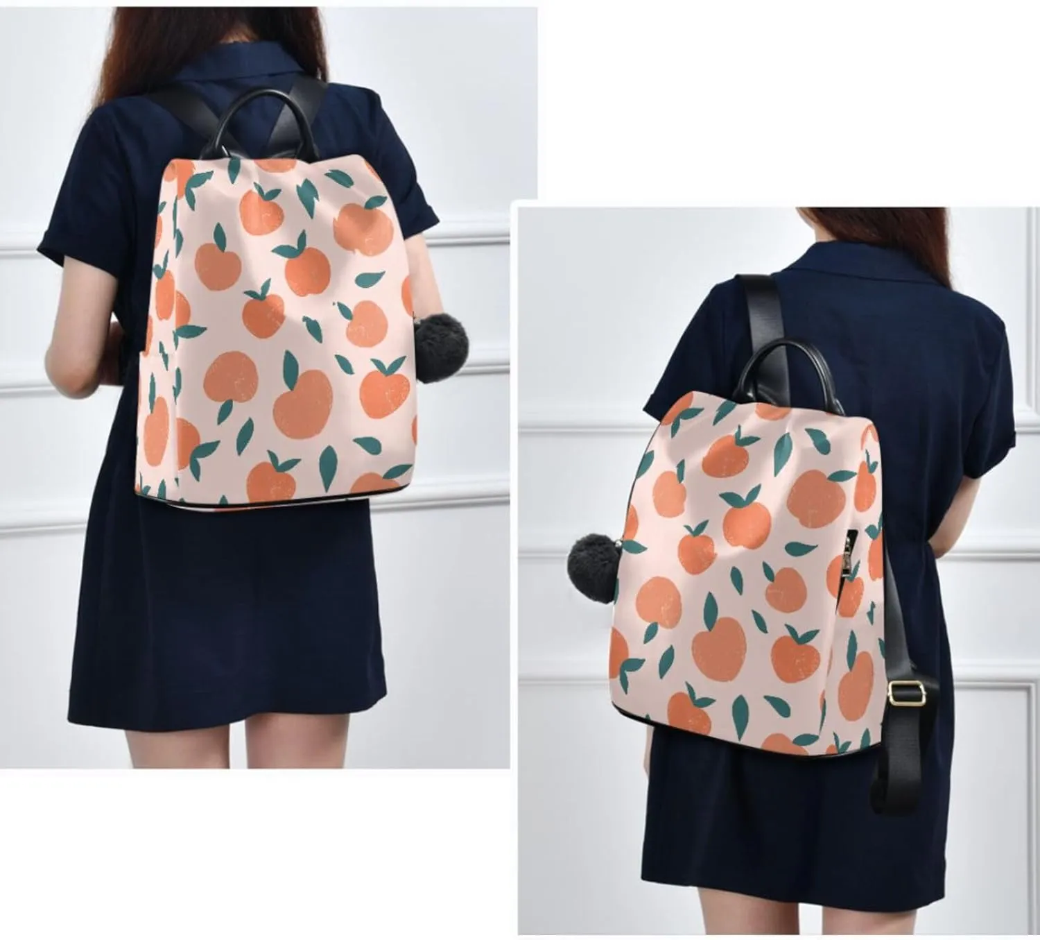 ZZKKO Peaches Backpack Purse for Women Rucksack Anti Theft Fashion Travel Lightweight Ladies Shoulder Bag